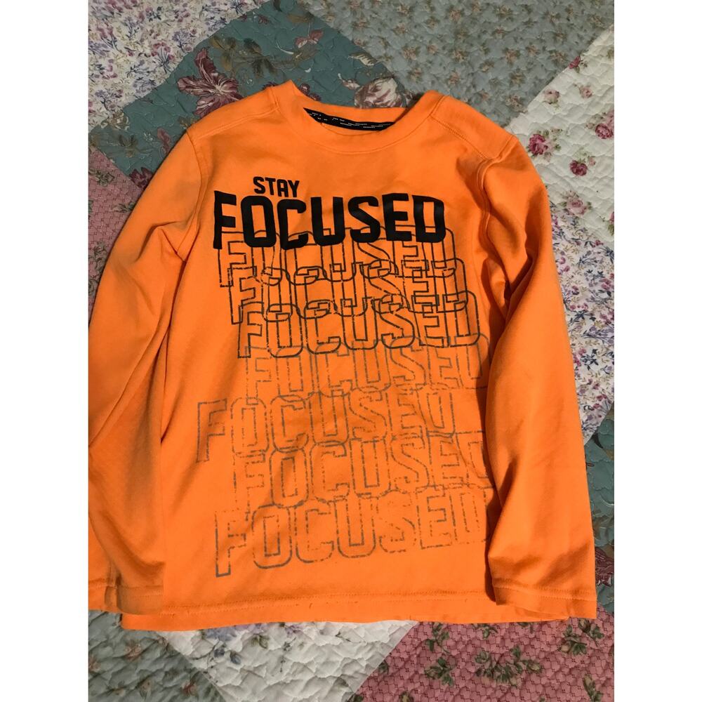 MTA Sport Long Sleeve Shirt Orange Stay Focused Graphic Boys Small 6‎ 7